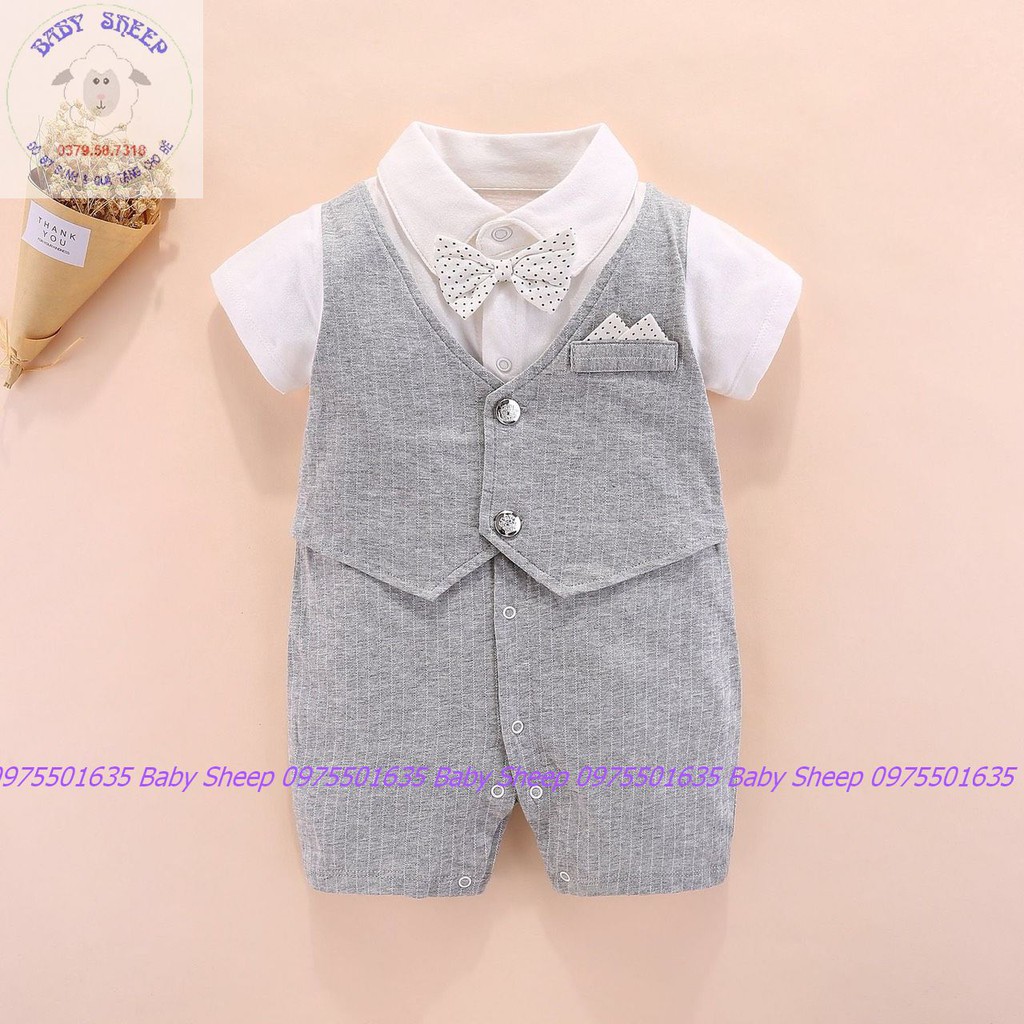 Body đùi cộc tay công tử bé trai hàng cao cấp cổ nơ (Ảnh thật clip thật)