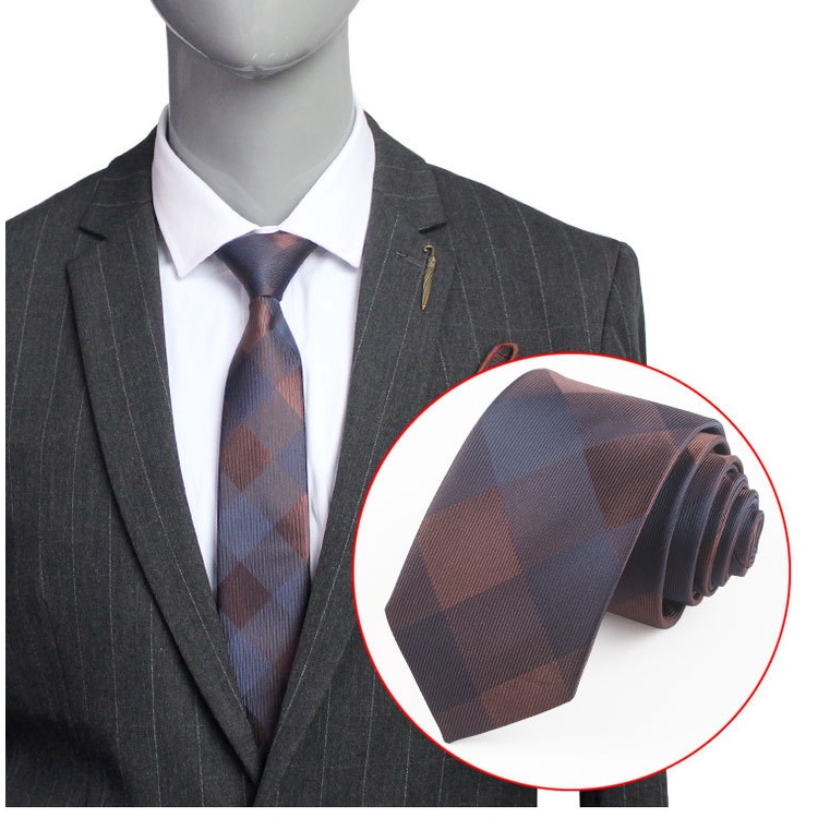 Cà Vạt Lụa Ôm Dáng Họa Tiết Kẻ Sọc 6CM Chất Lượng Cao Cho Chú Rể