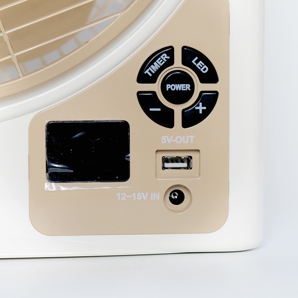 Quạt sạc tích điện dạng hộp AC&amp;DC 10 inch Honjianda FL223/FL213 1-2 bình - có đèn LED &amp; USB