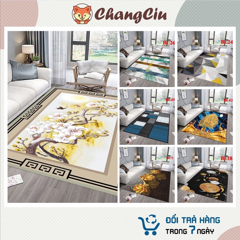 Thảm Trải Sàn Phòng Khách Bali, Thảm Lót Sàn Phòng Khách 3D - Chất Liệu Nỉ Nhung Lì (Hàng Nhập Khẩu Chất Lượng Cao)