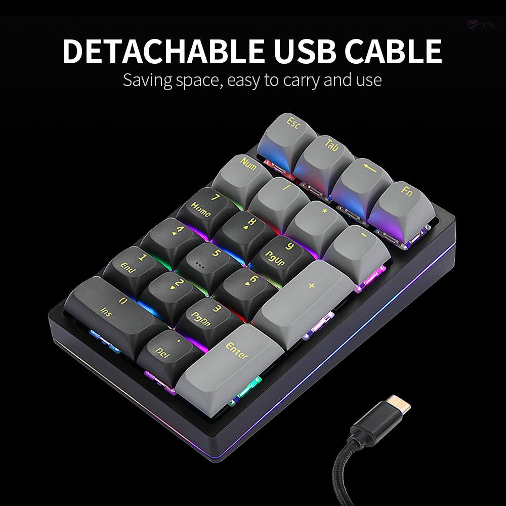 Bàn phím cơ Darmoshark K3 21 phím có dây cáp dữ liệu có thể tháo rời