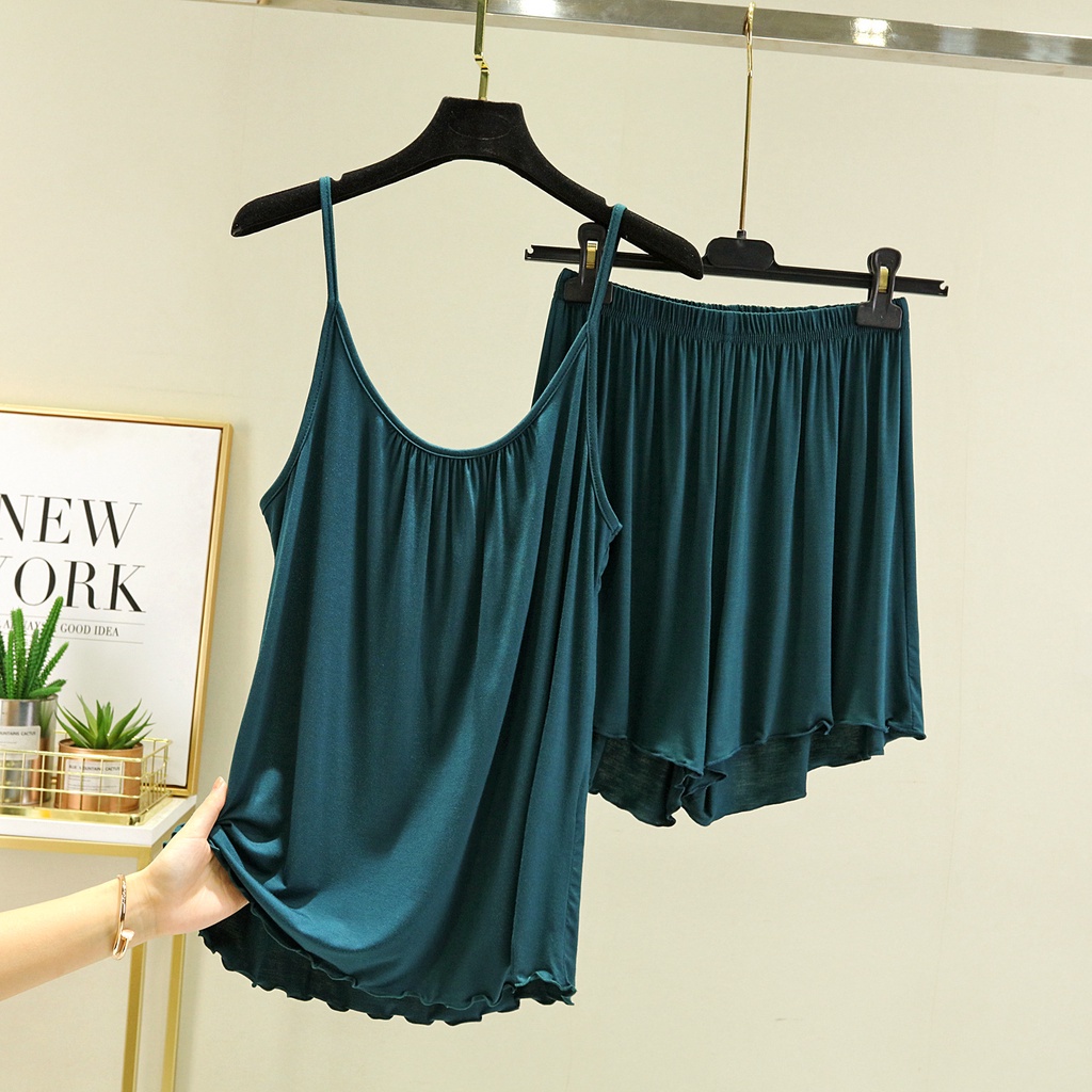 Bộ Đồ Ngủ Áo Thun Cotton Không Tay Cổ Tròn Kèm Quần Ngắn Dành Cho Nữ 2022