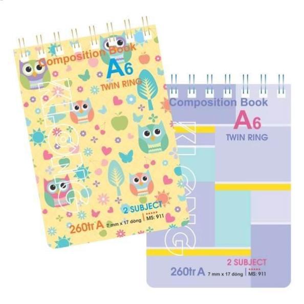 Sổ lo xo kép ngang klong 260tr A6 Klong 3 Subject; MS: 911 .