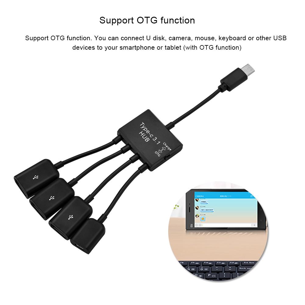 Bộ chuyển đổi 4 trong 1 từ giắc cắm USB 3.1 Type-C sang 3 cổng USB 2.0 OTG