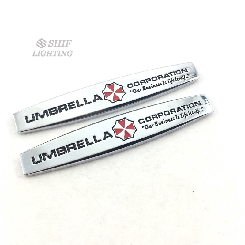 Bộ 2 miếng dán trang trí sau xe ô tô hình logo UMBRELLA Corporation BIOHAZARD