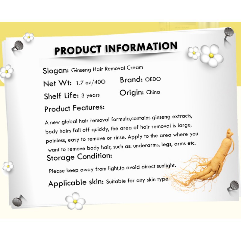 [COD] OEDO Kem tẩy lông cơ thể tinh chất nhân sâm