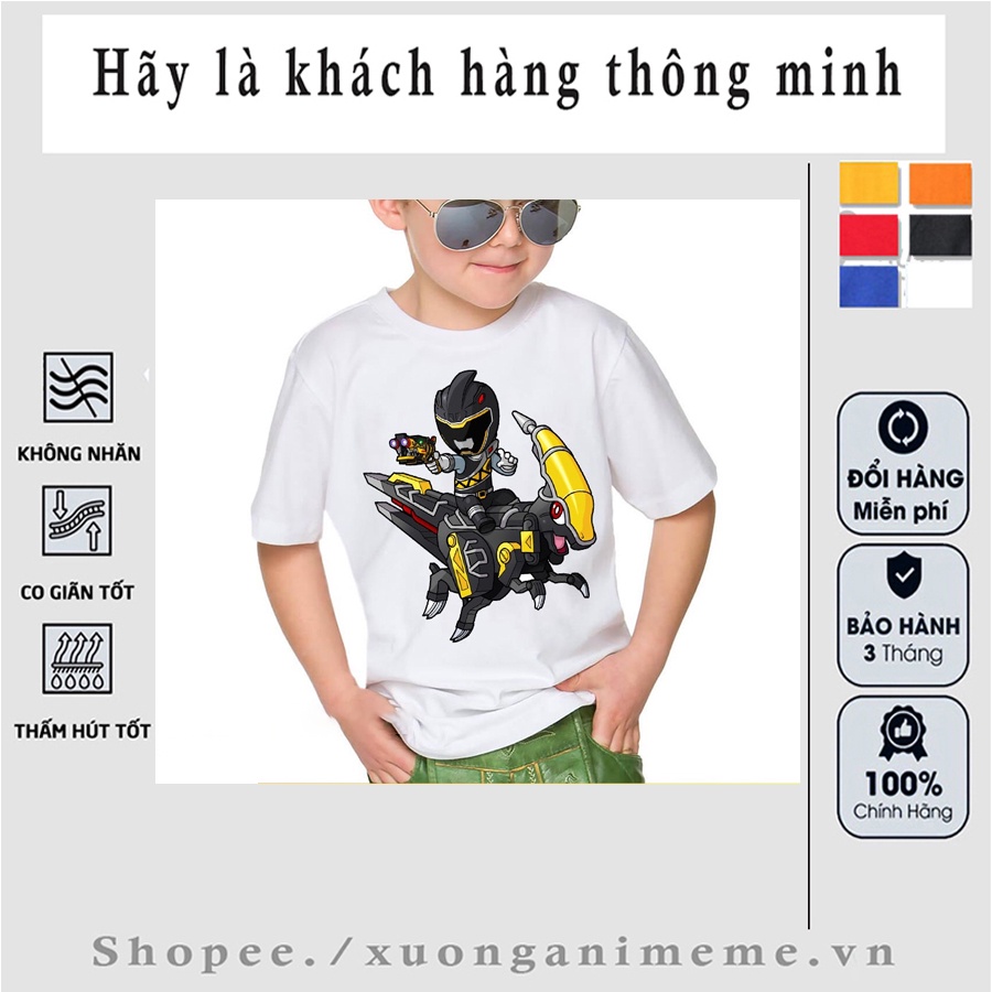 Áo thun trẻ em in hình hoạt hình 5 anh em siêu nhân gao deka đen
