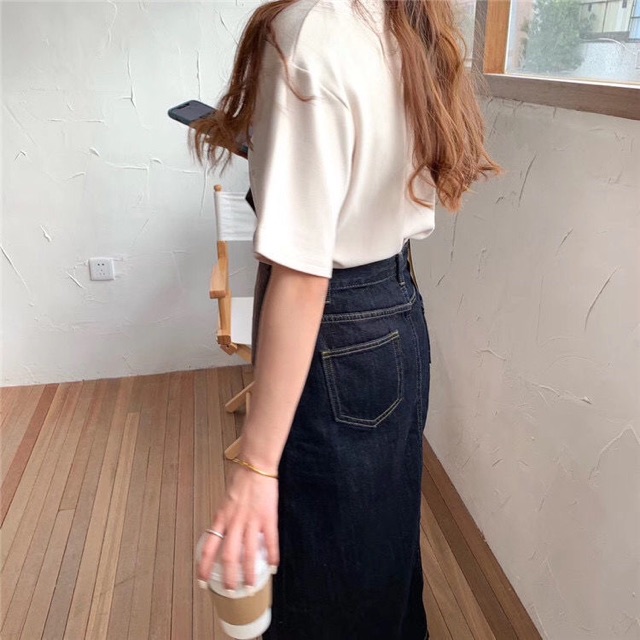 | CHÂN VÁY JEANS DÀI CHỈ NỔI TÚI VUÔNG ULZZANG | BigBuy360 - bigbuy360.vn