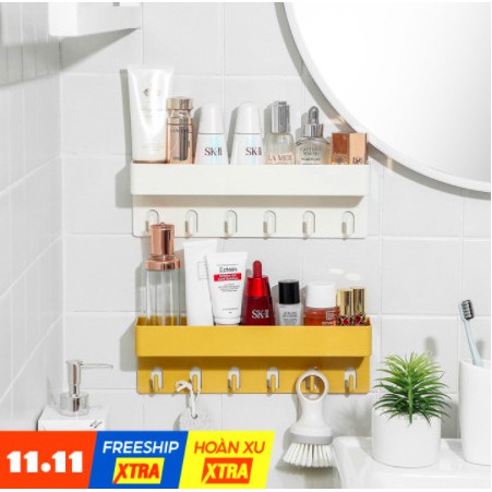 [ BAO GIÁ SHOPEE ] Kệ Nhà Tắm Kệ Dán Tường 6 Móc Treo Đa Năng Tiện Dụng