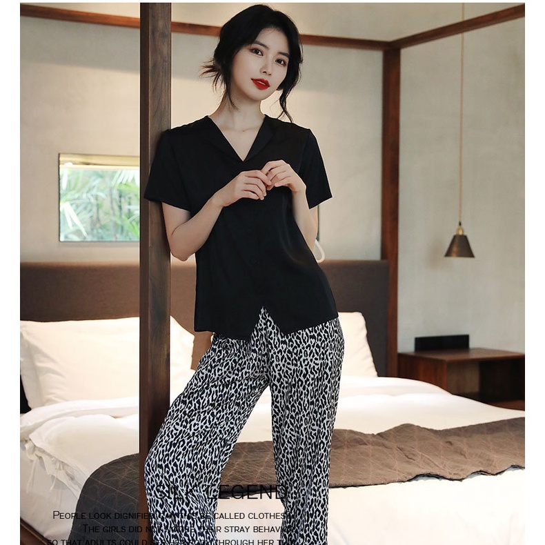 Đồ Ngủ Lụa Pijama Tay ngắn Quần Dài Satin Mềm IVY661