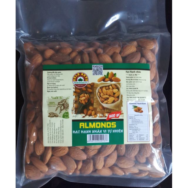 500g hạt hạnh nhân Mỹ lõi sống size 32-34