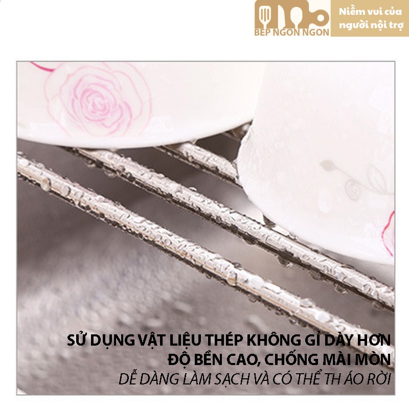 Giá để ráo nước cho bồn rửa chén inox gác bồn rửa bát đa năng_BEP NGON NGON