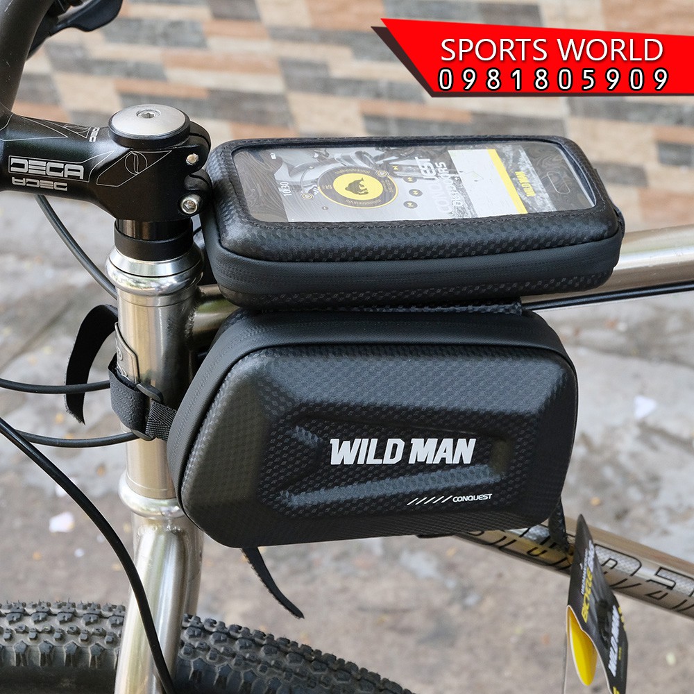 Túi xe đạp ES6 WILDMAN túi đôi treo sườn xe gắn phone cảm ứng, chống nước
