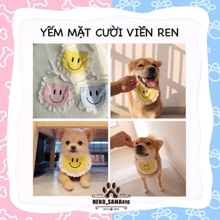 Yếm mặt cười viền ren cho thú cưng chó mèo