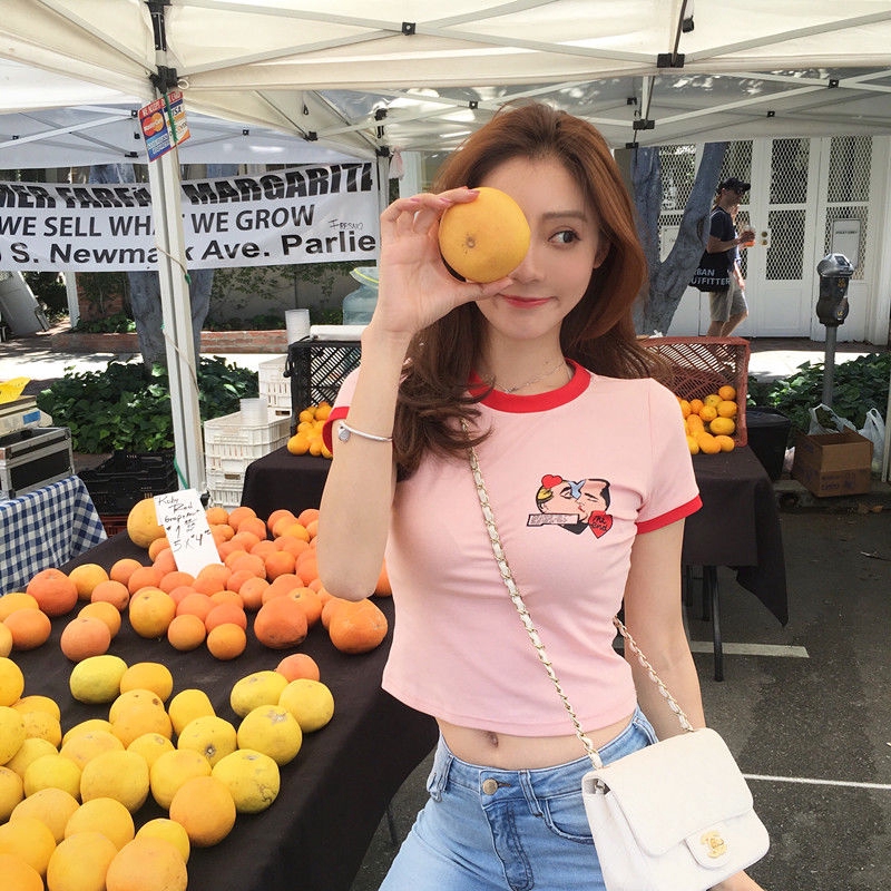 Áo Thun Croptop Tay Ngắn In Chữ Thời Trang Cho Nữ