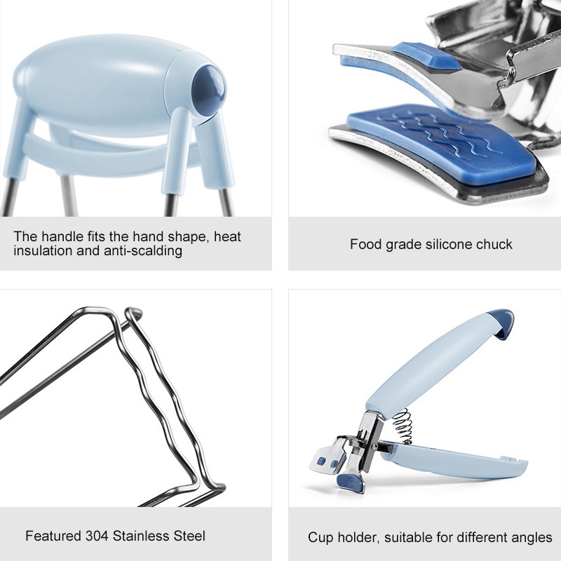 Dụng Cụ Kẹp Tô Dĩa Hấp Thức Ăn Bằng Thép Không Gỉ 304 Cách Nhiệt Chống Bỏng