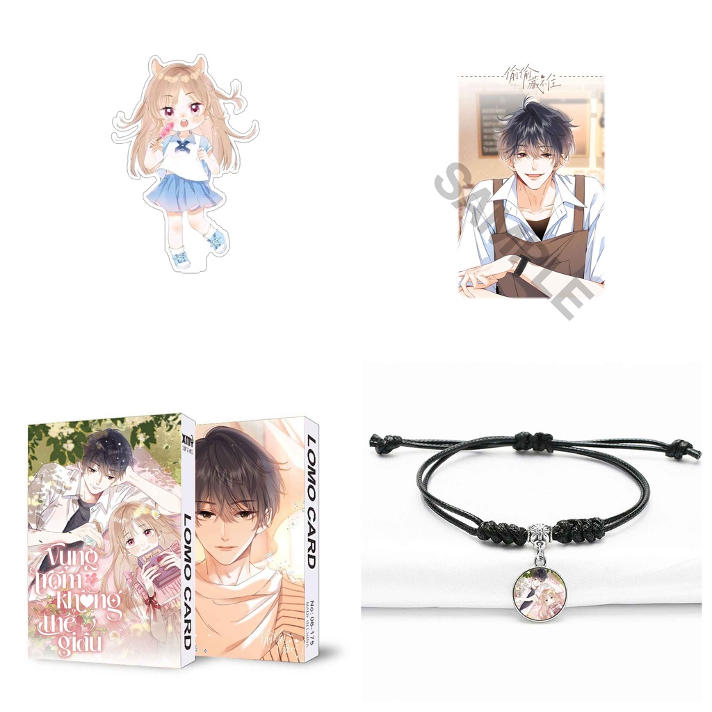 COMBO 4 món Vụng trộm không thể giấu Tình yêu thầm kín standee lomo vòng móc khóa card lắc tay manhua