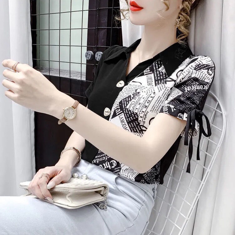 Áo Sơ Mi Tay Ngắn Dáng Rộng Phong Cách Hàn Quốc Thời Trang Mùa Hè Cho Nữ