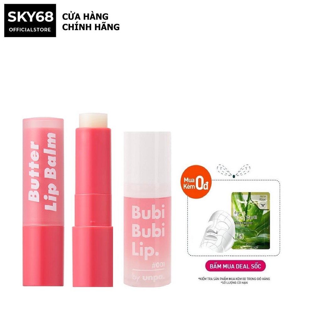 Combo 2 Sản Phẩm Dưỡng Môi Unpa Bubi Bubi Lip (TTBC Môi 10ml - Son Dưỡng Môi 3.8g)