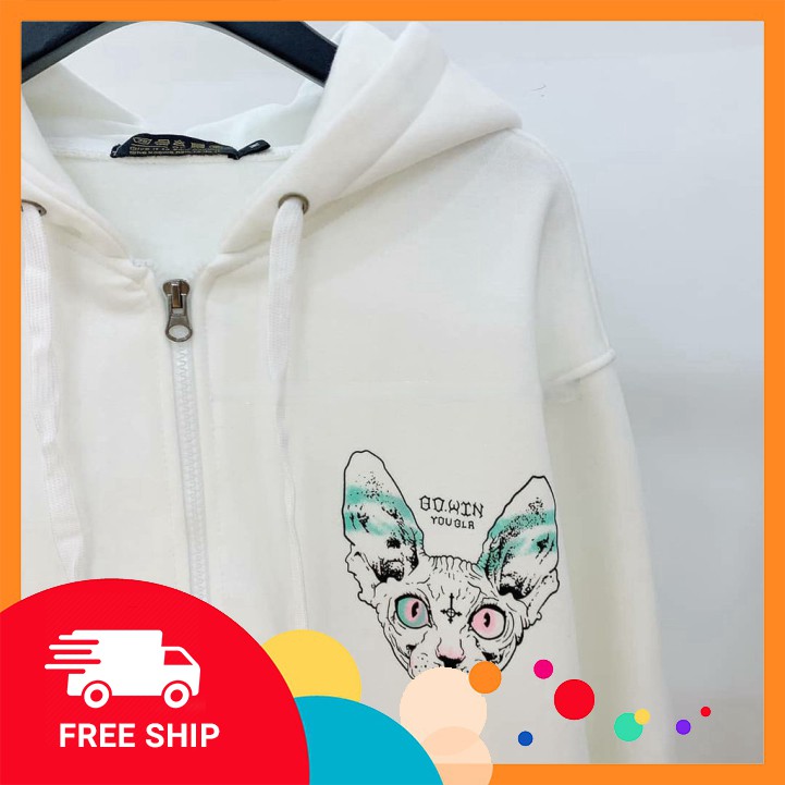 𝗡𝗘𝗪 𝗔𝗥𝗥𝗜𝗩𝗔𝗟  hooide áo khoác nỉ unisex  Bông CAT GOD Jacket Unisex