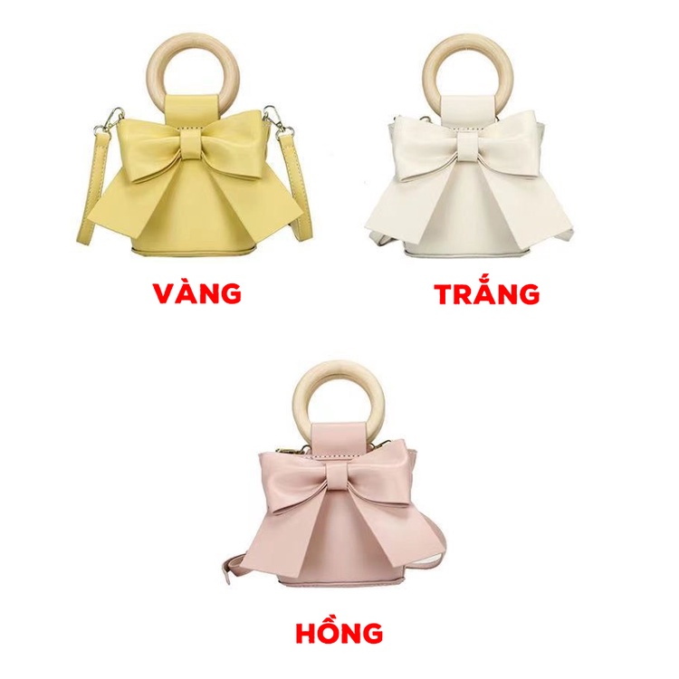 Túi Xách Handmade, Túi Nơ Da PU Quai Xách Tròn ❤️ Quà Tặng Sinh Nhật Bạn Gái Vô Cùng Ý Nghĩa