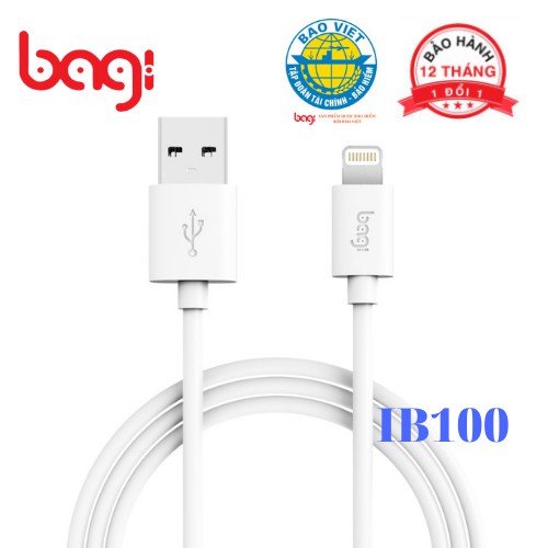 Dây cáp sạc iPhone/ iPad IB100 1m- chính hãng BH 1 năm - iphone 5, 5s, 6, 6s 7, 7 Plus, 8, 8 Plus X 12 pro 11 pr
