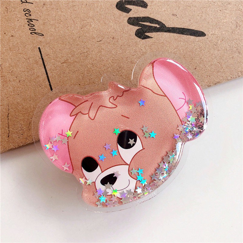 Ốp lưng iPhone 12 mini 11 Pro X XS XR Max 6 6S 7 8 Plus SE 2020 3D Sequin Glitter Cat And Mouse Flowing Silver Foil Holder Soft Case