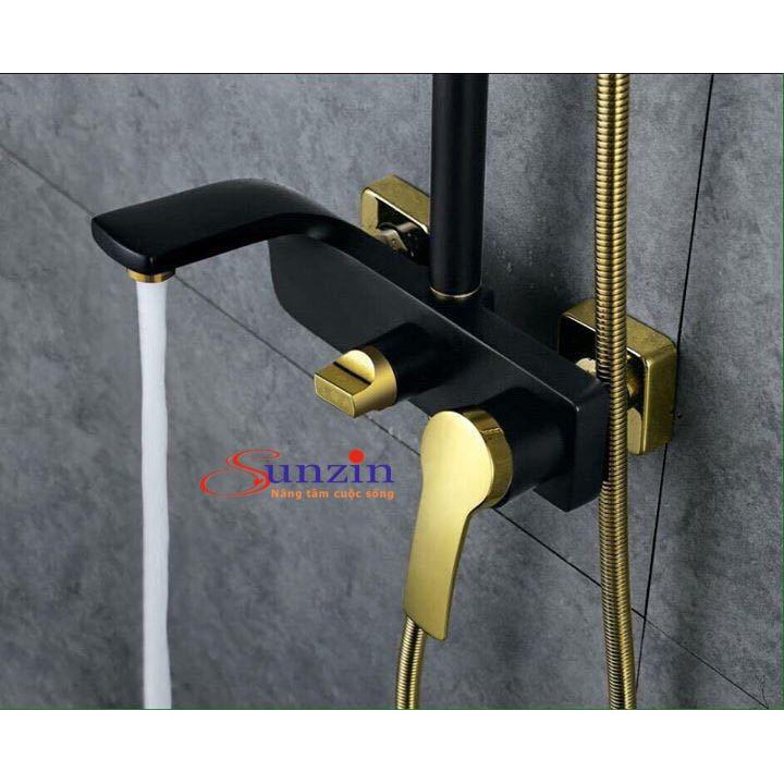 Bộ sen cây phun mưa Sunzin - Chất liệu đồng đúc mạ vàng, sơn tĩnh điện (Đen vàng)