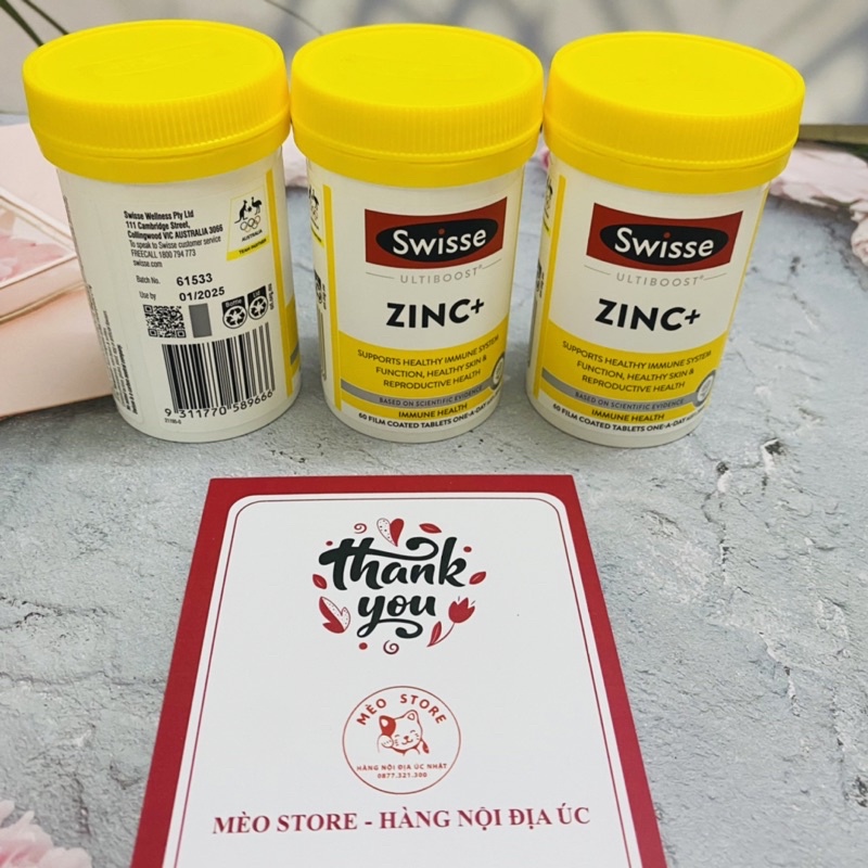 Kẽm zin c người lớn, Viên Uống Bổ Sung Kẽm Swisse Zinc+, hàng nội địa Úc, có tem chemist