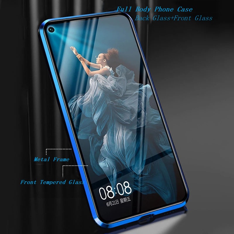 Ốp Điện Thoại Kính Cường Lực Hai Mặt Viền Kim Loại Nam Châm Cho Samsung Galaxy S22 S21 S20 Plus Ultra S21 20 FE