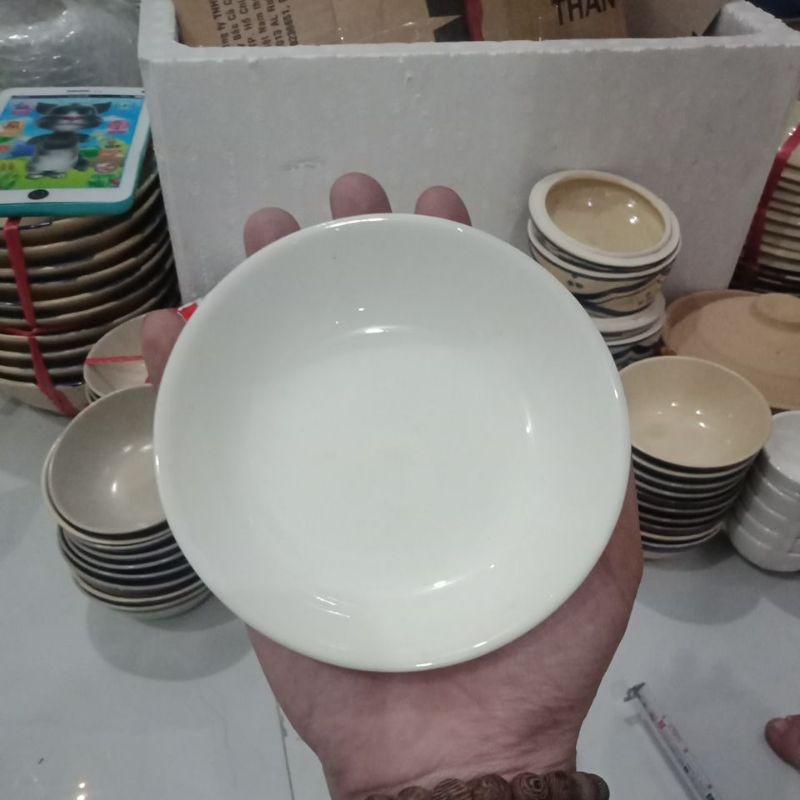 10 Dĩa Tương Nhỏ Sứ Trắng 9.8cm*2cm (Dĩa nhỏ chấm gia vị)