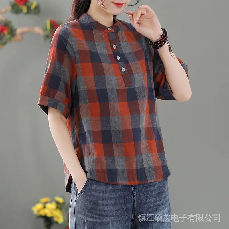 Áo Sơ Mi Cotton Tay Ngắn Phong Cách Mới Dành Cho Nữ