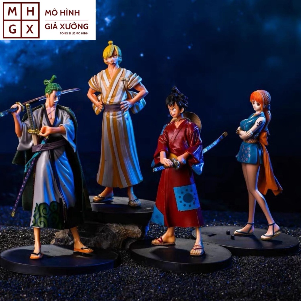 Mô Hình One Piece ở  Vương quốc Wano Luffy , Zoro , Usop, Sanji , Nami ,Brook , Choper Cao 17 - 21cm  -Tượng Figure