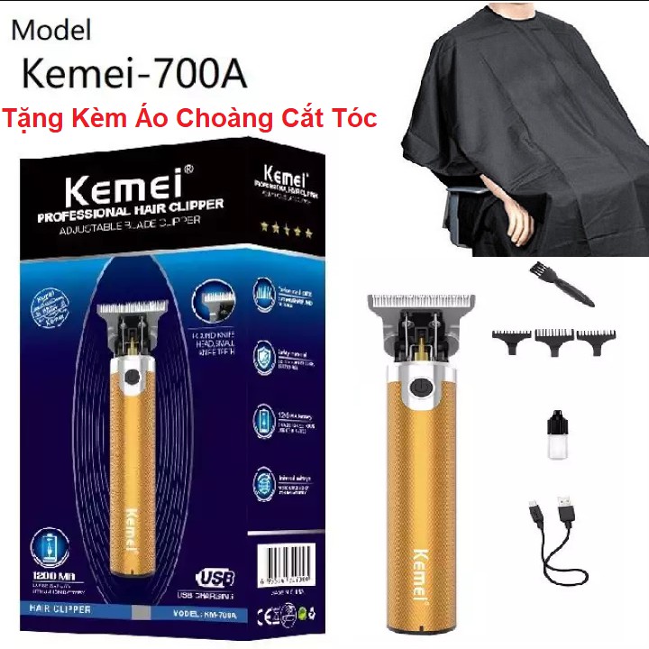 [Tặng áo choàng] Tăng đơ, Tông Đơ Chấn Viền Kemei KM-700A cao cấp cho salon và gia đình - Công suất 10W mạnh mẽ ko ồn