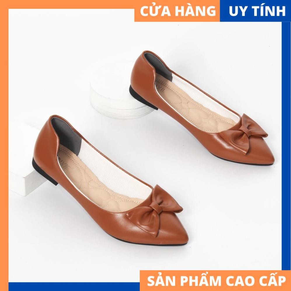 Giày Búp Bê Mũi Nhọn Đính Nơ Cao Cấp X488