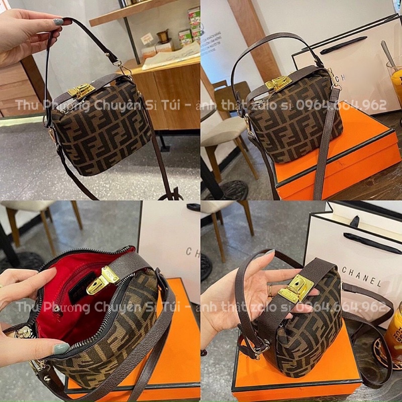 TÚI XÁCH ĐEO CHÉO CÓ QUAI XÁCH KHÓA SẬP LOGO FF HOTTREND 2022