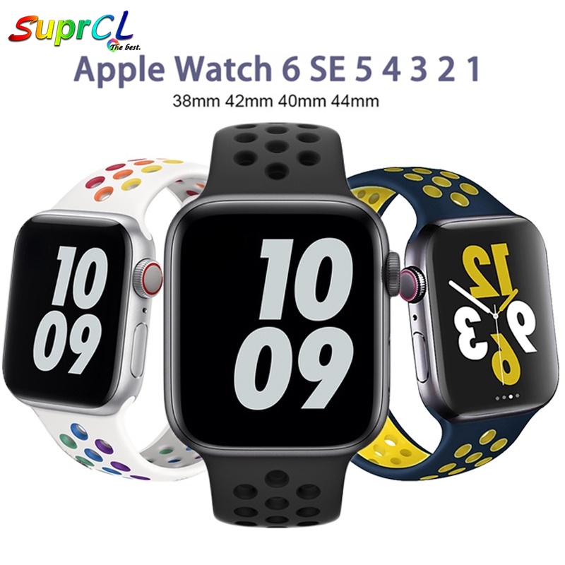 Dây đeo silicon thoáng khí 44mm 40mm 38mm 42mm 44 mm thích hợp cho đồng hồ thông minh Apple iWatch 6 5 4 se