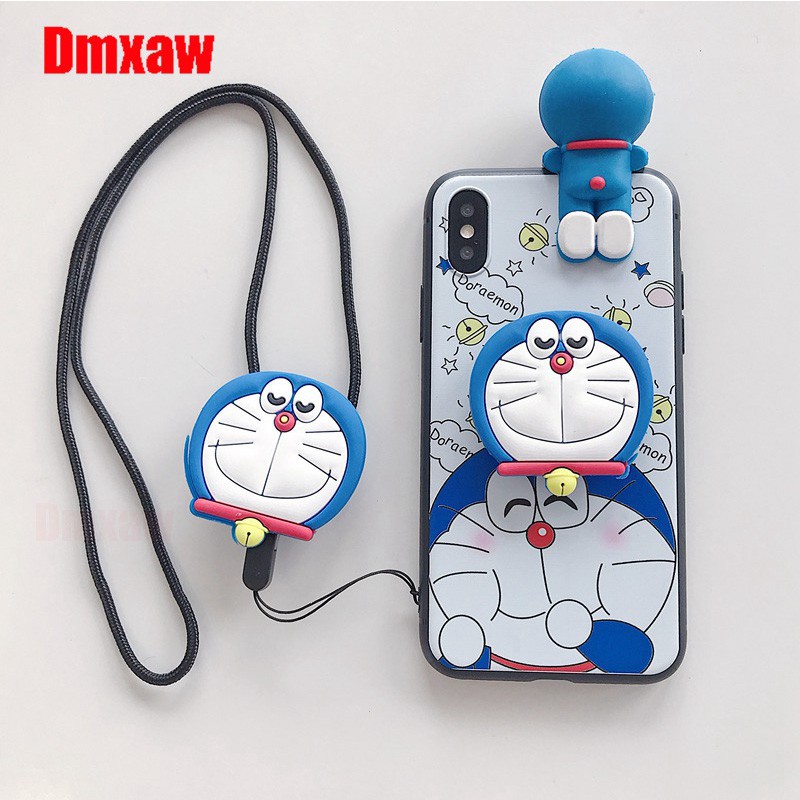 Ốp điện thoại bằng silicone in hình Doraemon cho điện thoại iPhone XS Max XR X 7 8 Plus 6 Plus