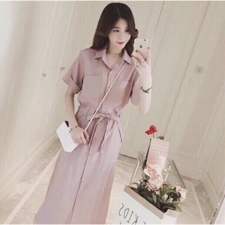Đầm váy suông dài hồng 2 màu