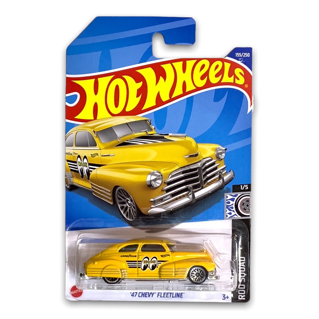 Xe mô hình Hot Wheels 1/64  '47 Chevy Fleetline Yellow Moon Eyes Rod Squad (new)