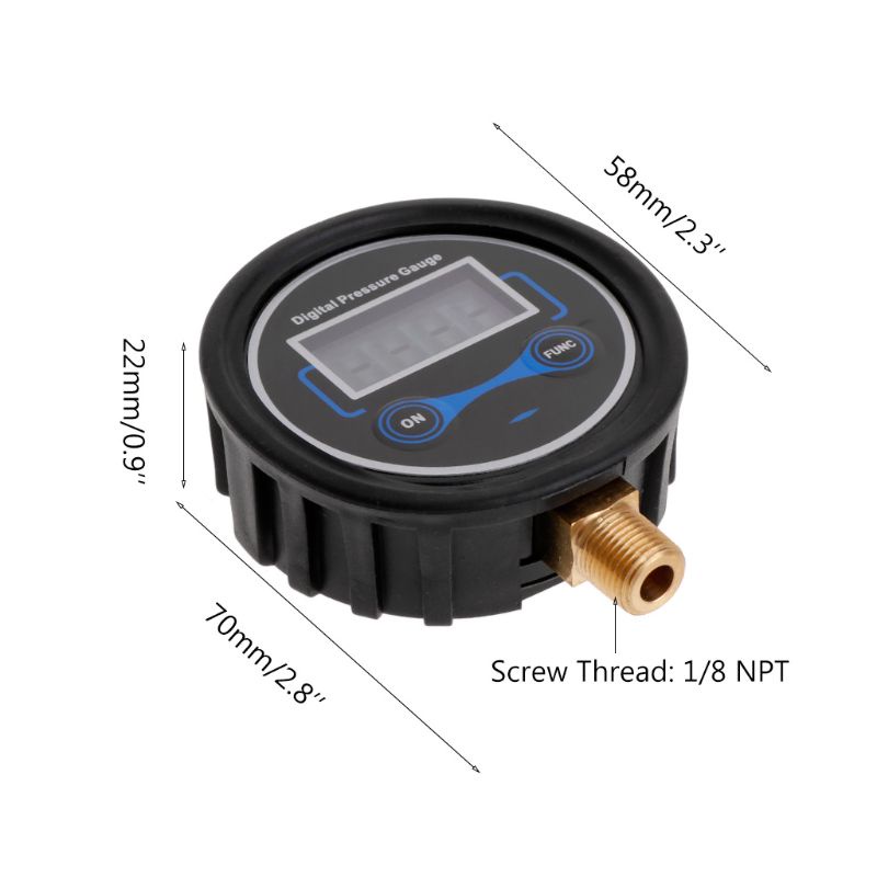 Kool đồng hồ đo áp suất lốp kỹ thuật số xe đạp xe máy máy đo lốp psi meter 1 8npt