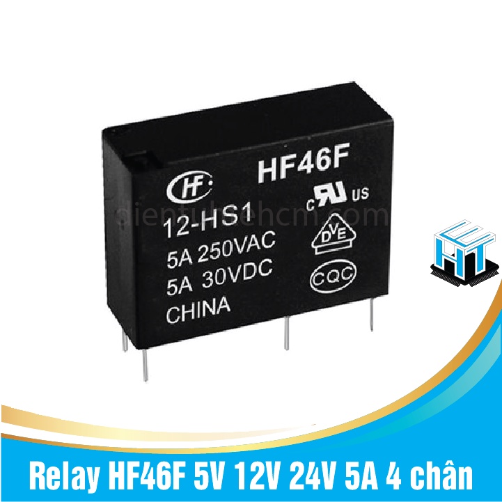 Relay HF46F 5V 12V 24V 5A 4 chân