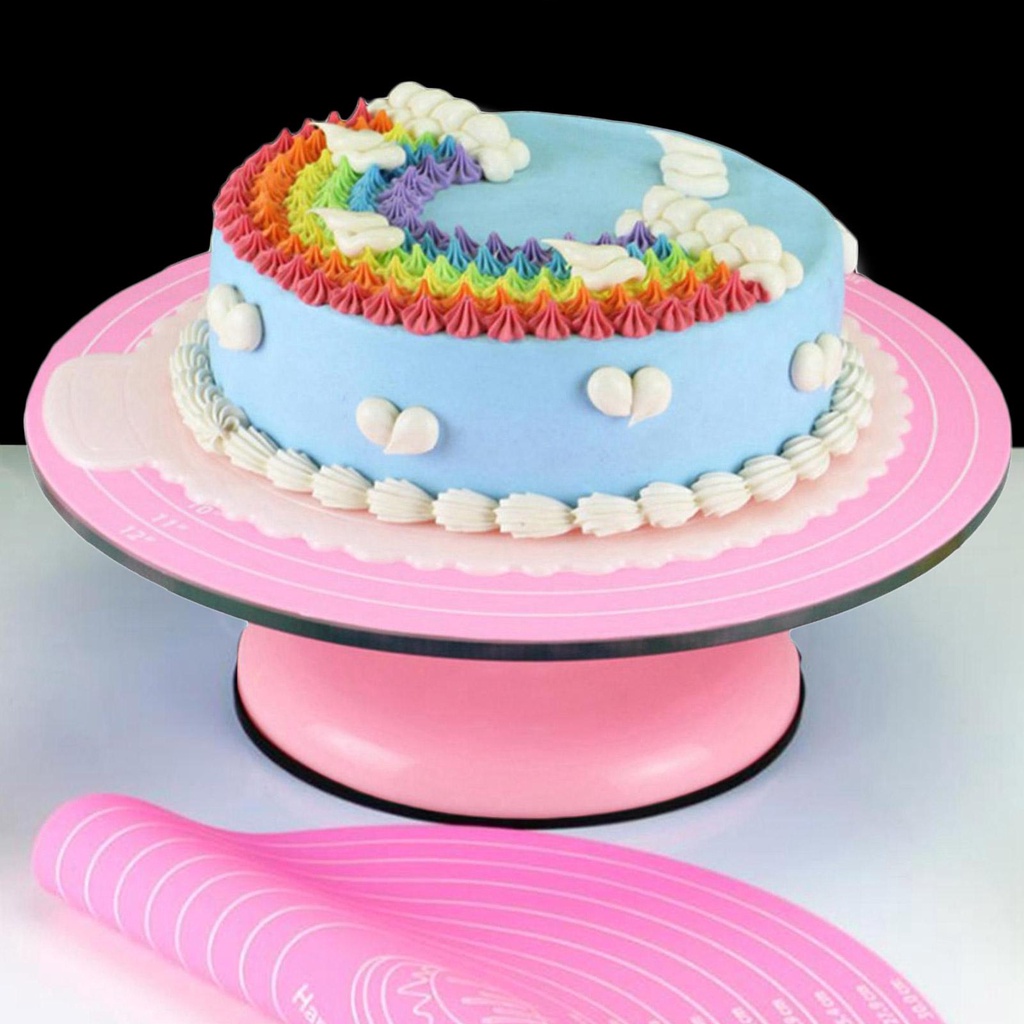 Tấm Lót Nhào Bột Làm Bánh Hình Tròn Bằng Silicone 30cm Chống Trượt Chịu Nhiệt Độ Cao