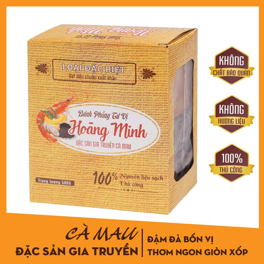 Bánh phồng 4 vị tôm - chuối - khoai môn - mè đen |Bánh phồng ngon| Đặc sản Cà Mau |HỘP 500G|KHÔNG NGON HOÀN TIỀN