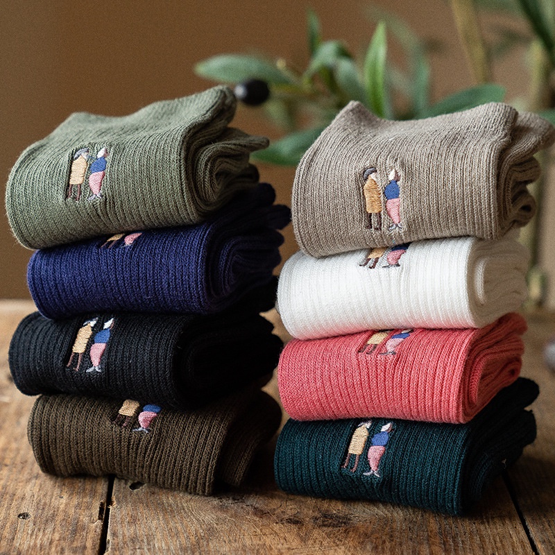 Tất Vớ Nam Cao Cổ Tất UniSex Cao Cổ Thêu Cổ Chân Cặp Đôi Chất Dày Dặn Quà Tặng Ấn Tượng