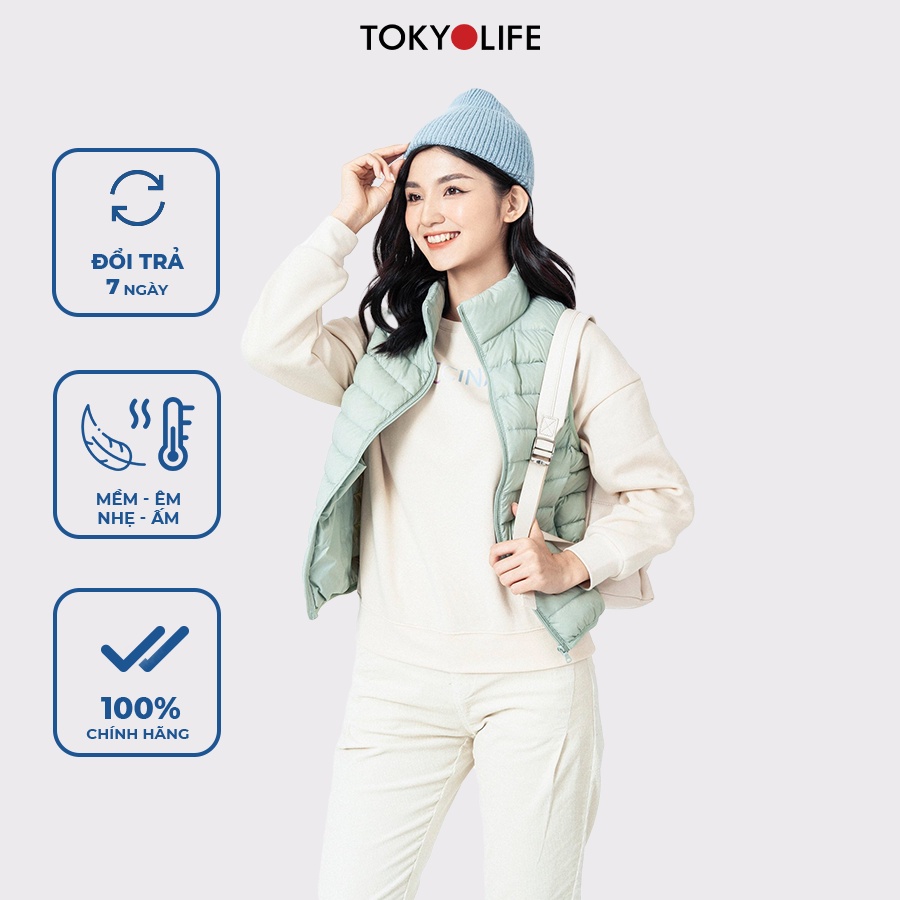 [Mã WABRTK153 giảm 12% đơn 250K] Áo Khoác Lông Vũ Cao Cấp Siêu Nhẹ, Ấm Nữ cổ cao không tay TOKYOLIFE I9FEJ003J