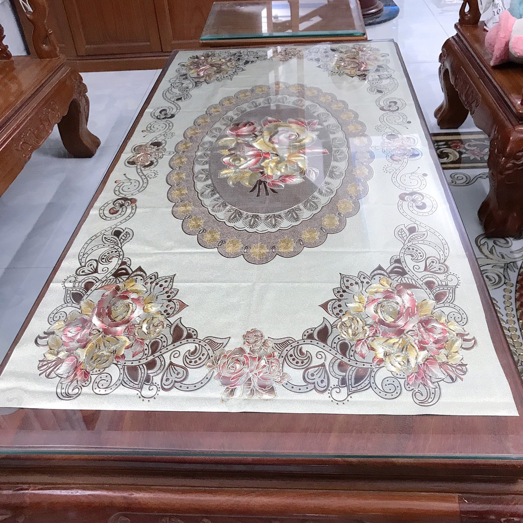 Khăn trải bàn rộng 60cm dài 120cm hoa văn nổi 3D sang trọng