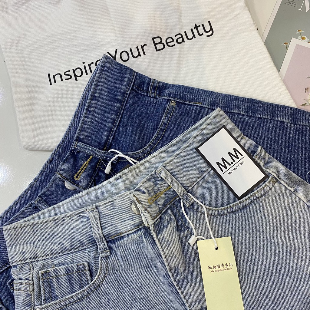 Quần short jeans nữ MunMunStore Lưng cao trơn màu xanh phong cách Hàn Quốc(ảnh + video thật) 8726