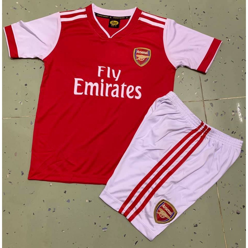 Bộ quần áo bóng đá trẻ em thể thao, thun lạnh thoải mái cho bé đi nhà trẻ (từ 1 tới 10 tuổi ) CLB Asernal Đỏ