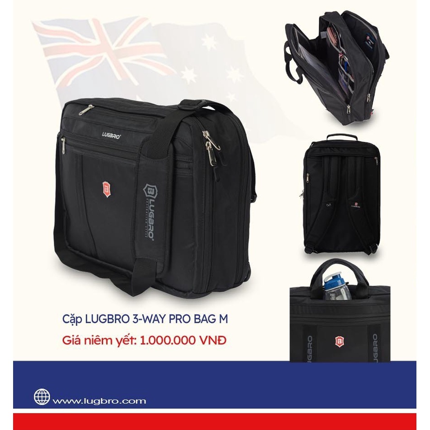 [CHÍNH HÃNG] Cặp Đa Năng Thương Hiệu Úc Lugbro 3-Way Pro Bag M (Bản Tiêu Chuẩn) - tại Balonation.vn